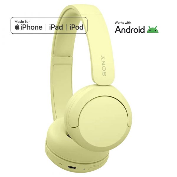 Sony CH520 Wireless Over-Ear Headphones, Yellow
