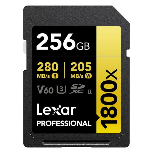 Lexar® Professional 256GB 1800x SDXC™ UHS-II GOLD Series