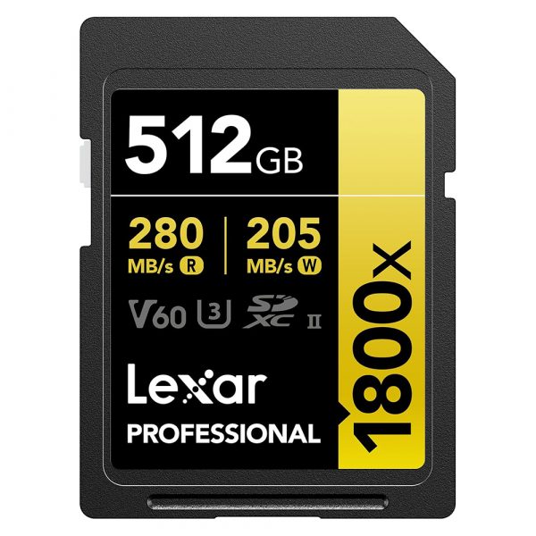 Lexar® Professional 512GB 1800x SDXC™ UHS-II GOLD Series